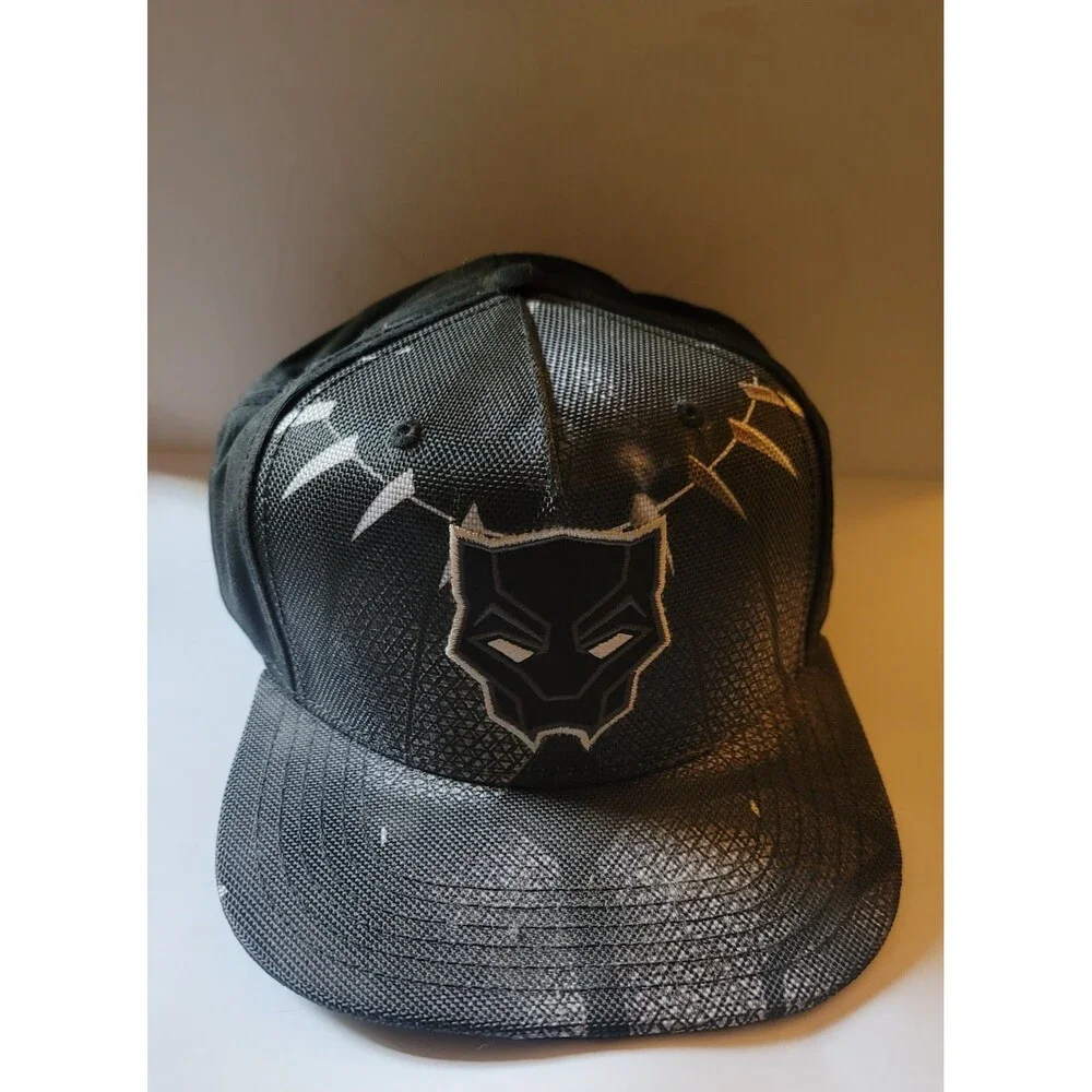 NEW Black Panther Hat Cap Snapback Black Embroidered Marvel Casual Men’s NWT